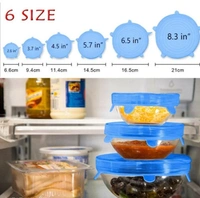 6Pcs Silicone Stretch Preserve Pot Bowl Fruit Lid for Fridge Microwave Food Container Cover  - Silicon,  Clips & Lids, 6pieces